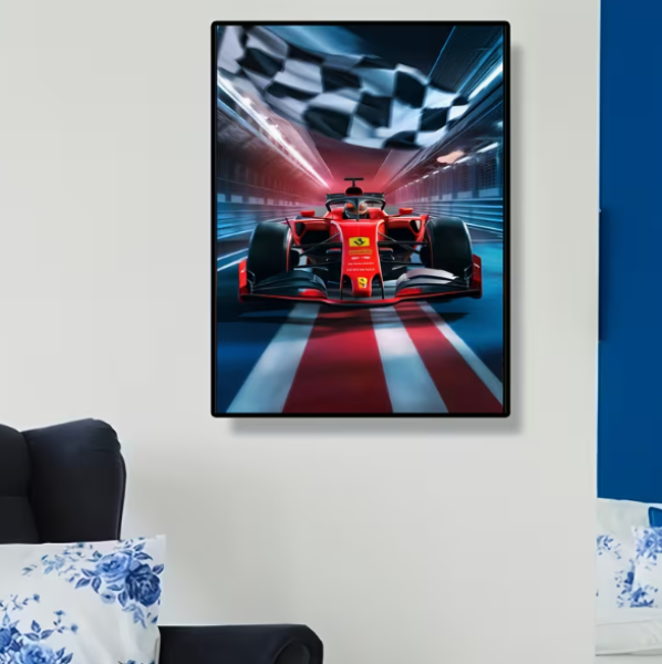 Diamond Painting Der rote Blitz auf der Rennstrecke